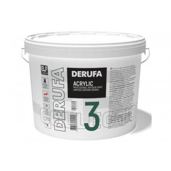 DERUFA PROFI КРАСКА ИНТЕРЬЕР-3 Глубокоматовая, белоснежная дисперсионная краска для стен и потолков